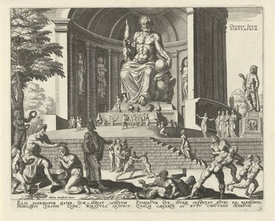 Statue af Zeus i Olympia Olympy Iovis simvlacrvm (titel på objekt) Verdens otte vidundere (serietitel) af Anonymous