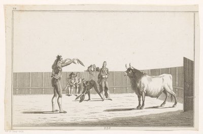 Tyrefægter med banderillaer Coleccion de las principales suertes de una corrida de toros (serietitel på objekt) Samling af de vigtigste tyrefægtningsmanøvrer (serietitel) af Anonymous