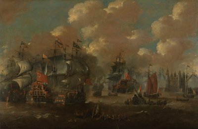 Slaget ved Øresund med Eendracht, der involverer to svenske krigsskibe, 1658 af Anonymous
