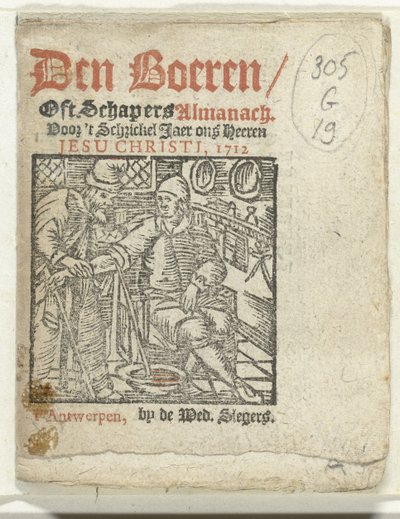 Titelside for: Den Boeren / Oft Schapers Almanach Voor 