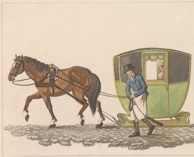 Toeslede, 1810-1825 Lejet slæde, på dåse under navnet Sleede eller Slee (titel på objektet) af Anonymous