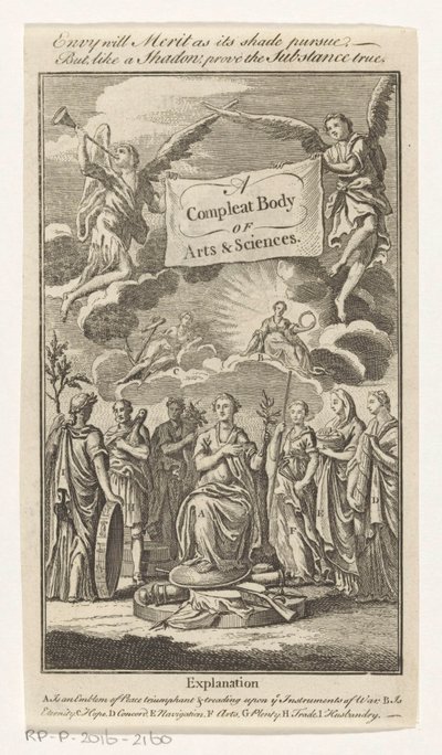 Triomf van Vrede En komplet Body of Arts & Sciences (titel på objekt) Titelside for: S.n., The Universal Magazin of Knowledge and Pleasure Vol III, 1748 af Anonymous