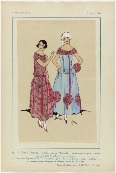 Meget parisisk, 1923, nr. 4: 16. - TIL DANS. 1. Smuk Crisseldy kjole... af Anonymous