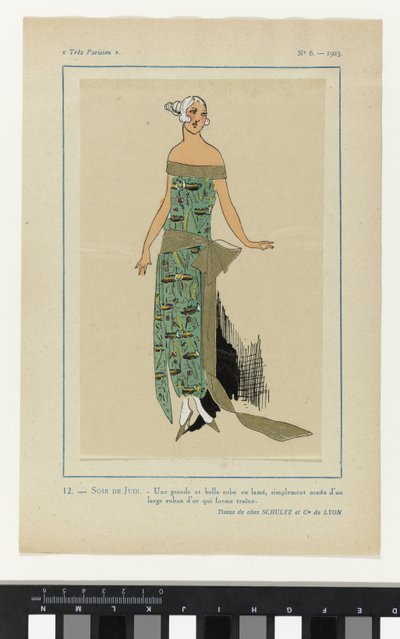 Meget parisisk, 1923, nr. 6: 12.- JUNI AFTEN. - En stor og smuk kjole... af Anonymous
