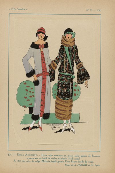 Meget parisisk, 1923, nr. 8: 13.- SØDE EFTERÅR. - Denne frakkekjole... af Anonymous