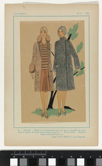 Meget parisisk, 1928, nr. 9: 8.- UNGDOM. Kadsourah frakke... af Anonymous