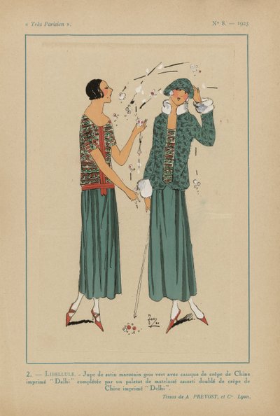Meget parisisk. Mode, Chic, Elegance Meget parisisk, 1923, nr. 8: 2.- DRAGONFLY. / Marokkansk satin nederdel... af Anonymous