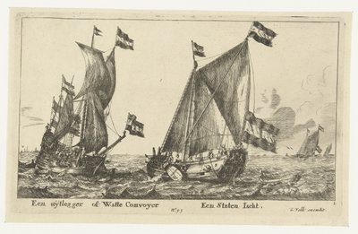 To skibe: en statsyacht og en tolk An Explainer eller Watte Convoyer A States Yacht (titel på objekt) af Anonymous