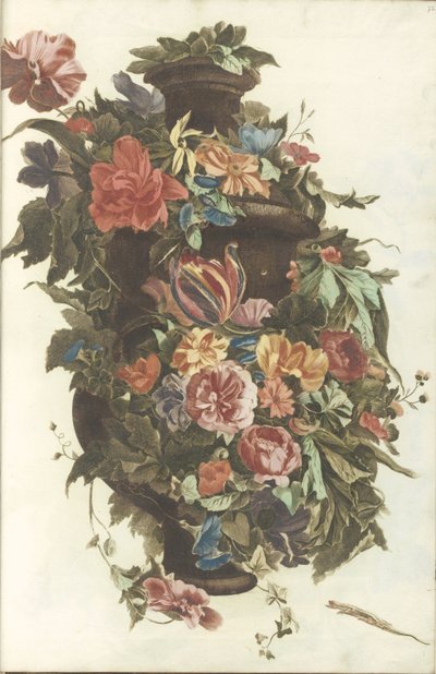 Vase omgivet af blomsterkrans af Anonymous
