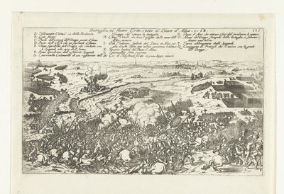 Veldslag aan de rivier de Gete, 1568 Slag ved floden Geta under hertugen af ​​Alva. 1568 (titel på objekt) af Anonymous