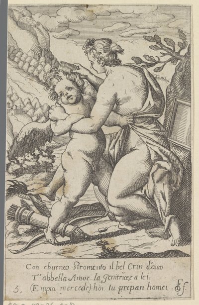 Venus kæmmer Amor .s hår Scener med Venus og Amor (kopier) (serietitel) Scherzi d