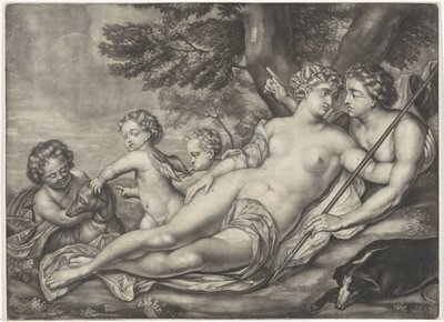 Venus forhindrer Adonis i at jage af Anonymous
