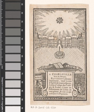 Visitkort fra Jean-Baptiste-François Raucourt, boghandler og bogtrykker i Charleville af Anonymous