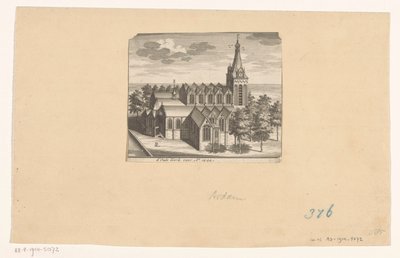 Fugleperspektiv af Oude Kerk i Amsterdam, før 1544 d