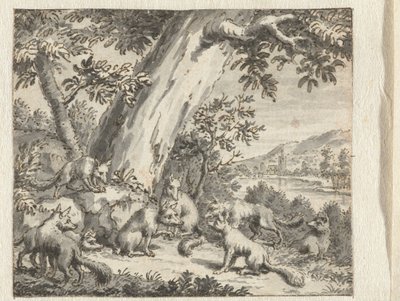 Ræv som fik skåret halen Design til illustrationer til en udgave af Jean de la Fontaines Fabler (serietitel) af Anonymous