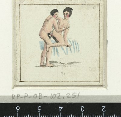 Et par elsker, kvinden står med ryggen til manden Eight Erotic Scene (serietitel) af Anonymous