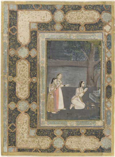 Kvinder foran et linga-alter (Bhairavi ragini) af Anonymous
