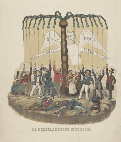 Advarsel mod overspisning, 1867-1868 Det hollandske gavetræ (titel på objektet) af Anonymous