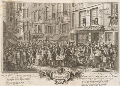 Vindhandel i Rue Quinquempoix, 1720 De Regte Billede af Wind Negotie holdt i Quinquempoix-strædet til Parys (titel på objektet) The Great Scene of Folly (serietitel) af Anonymous