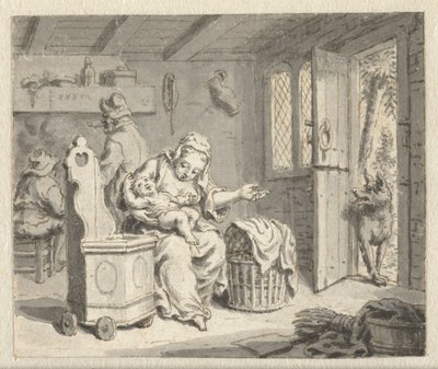 Ulv, moderen og barnet Design til illustrationer til en udgave af Jean de la Fontaines Fabler (serietitel) af Anonymous