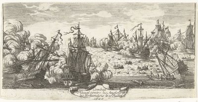 Zeeslag ved Beachy Head, 1690 Søkamp mod englænderne og hollænderne den 10. juli 1690 (titel på objekt) af Anonymous