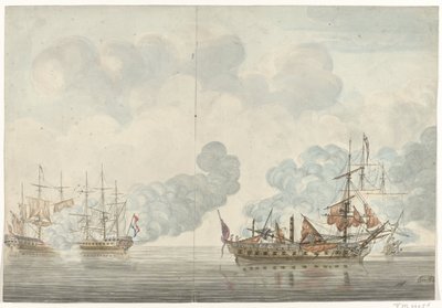 Søslaget ved Cadiz, 1781 af Anonymous