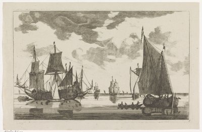 Sejlskibe og slupper på stille hav Seascapes (serietitel) af Anonymous