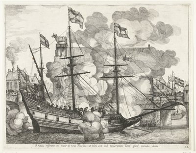 Zeilschip, til højre; intocht van Ferdinand te Gent i 1635 (nr. 38) O skib, nye bølger vil bære dig ind i havet: men der er intet under kontrol af den, som du frygter at lede (titel på objekt) Andre sømænds triumferende skib af Anonymous