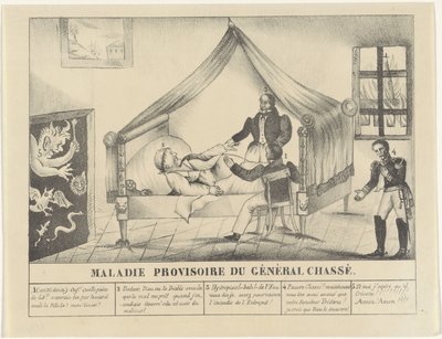 Ziekbed van generaal Chassé, 1830 Midlertidig sygdom hos General Chassé (titel på objektet) af Anonymous