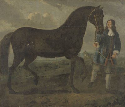 Sort hest ledet af en brudgom af Anonymous