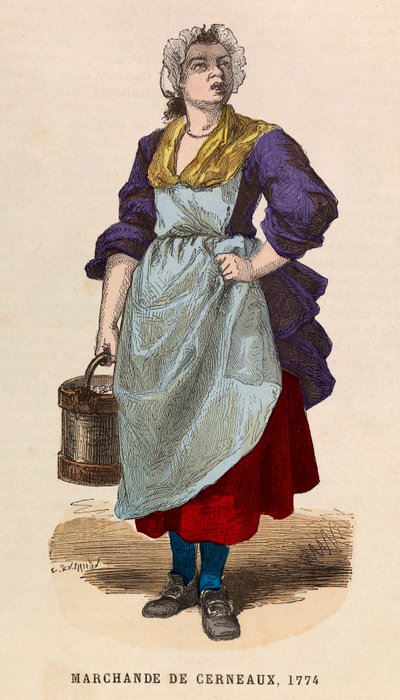 En kernehandler i 1774 (valnødder) - Valnøddesælger i 1774 - privat samling af Anonymous Anonymous