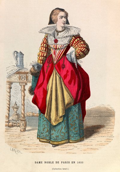 En adelig dame af Paris 1633 - En adelskvinde i Paris 1600-tallet - privat samling af Anonymous Anonymous