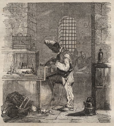 En arbejdsstyrke ved Brest Bagne i det 19. århundrede. Indgravering i "Fangernes historie fra deres skabelse til i dag"" (1877) af Pierre Zaccone (1817-1895) (Colonia Penale - Straffekoloni). Privat samling. af Anonymous Anonymous