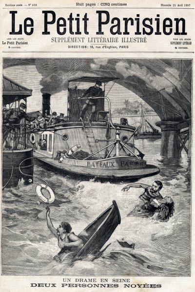 Ulykke i Seinen: to personer i en druknet båd. I "" Le Petit Parisien"" den 25/04/1897. af Anonymous Anonymous