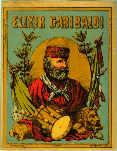 Annonce for Elixir Garibaldi, med portræt af den italienske patriot af Anonymous Anonymous