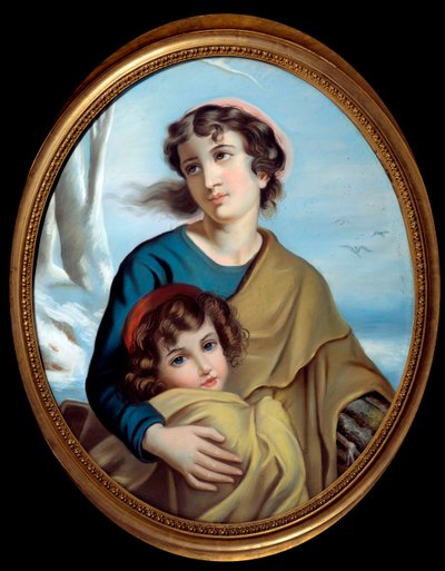 Allegori om vinteren En mor, der beskytter sit barn for at varme hende op. Anonymt maleri. 1700-tallet. Rouen, Museum of Fine Arts af Anonymous Anonymous