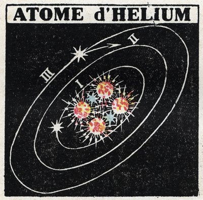 Atom og videnskab: Helium Atom. Anonym illustration fra 1925. Privat samling. af Anonymous Anonymous