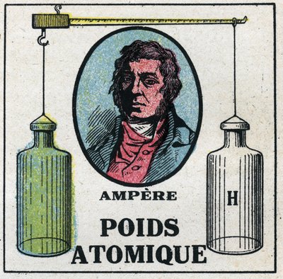 Atomer: Atomvægten af Andre Marie Ampere (1775-1836). Anonym illustration fra 1925. Privat samling. af Anonymous Anonymous