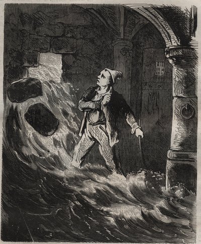 Forsøg på flugt fra Toulon Bagne i det 19. århundrede. Indgravering i "Fangernes historie fra deres skabelse til i dag"" (1877) af Pierre Zaccone (1817-1895) (Colonia Penale - Straffekoloni). Privat samling. af Anonymous Anonymous