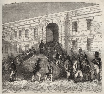 Brests fængsel i det 19. århundrede. Indgravering i "Fangernes historie fra deres skabelse til i dag"" (1877) af Pierre Zaccone (1817-1895) (Colonia Penale - Straffekoloni). Privat samling. af Anonymous Anonymous