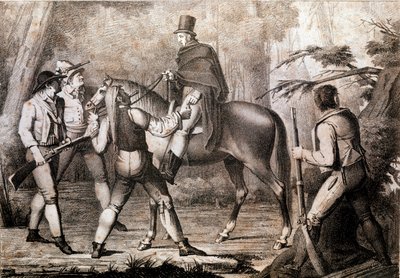 Brigander angriber en hesterejsende 1800-tallet Print Privat Samling af Anonymous Anonymous