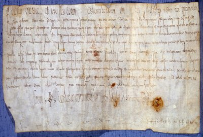 Charter for kong Karl den Store (Karl I, Karl den Store eller Carolus Magnus) (742-814), der fritager klosteret Saint Germain des Pres for skat den 27/03/779. Paris, Nationalarkivet af Anonymous Anonymous