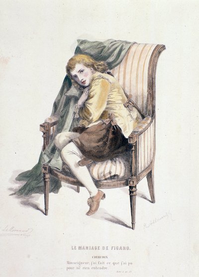 Cherubino-karakter i Figaros bryllup, opera af Mozart (1837) af Anonymous Anonymous