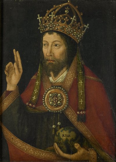 Kristus som Salvator Mundi, ca. 1500 (olie på panel) af Anonymous Anonymous