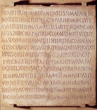 Kristen antikvitet: Catania-indskrifter, der beskriver metoden til administration af dåb og begravelsesritualer, begyndelsen af det 4. århundrede. Louvre-museet i Paris af Anonymous Anonymous