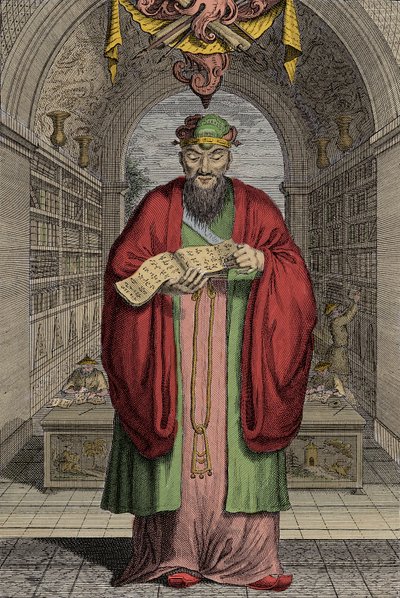 Konfucius (551-479) f.Kr. gravering - Confucius (eller Kong Fu Zi eller KongZi) (551-479 f.Kr.). af Anonymous Anonymous