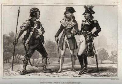 Kostumer under konventionen. Stik fra 1859 i "" Le Monde. Alle folkeslags historie fra de fjerneste tider til i dag”. af M. E. de Lostalot-Bachoue (Lostalot Bachoue). Privat samling. af Anonymous Anonymous