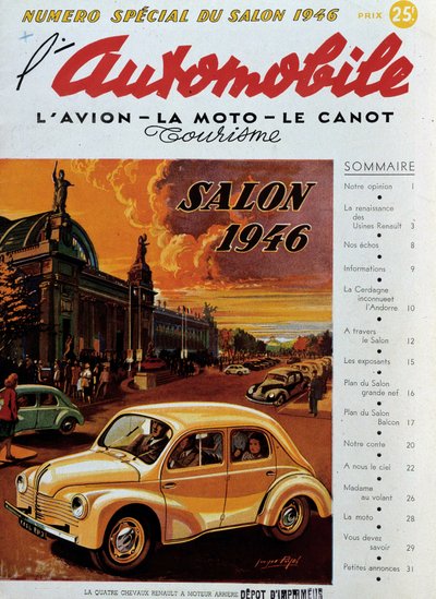 Forside af "" The automobile "" udgivet i anledning af biludstillingen i 1946. Privat samling af Anonymous Anonymous