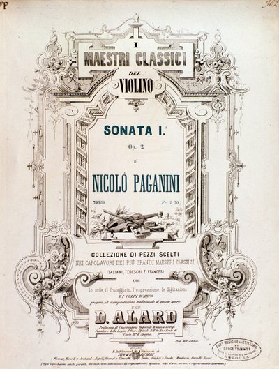 Cover af partitur af Sonata 1, op 2 af N Paganini af Anonymous Anonymous