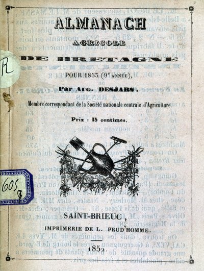 Forside af Almanac Agricole de Bretagne af Anonymous Anonymous